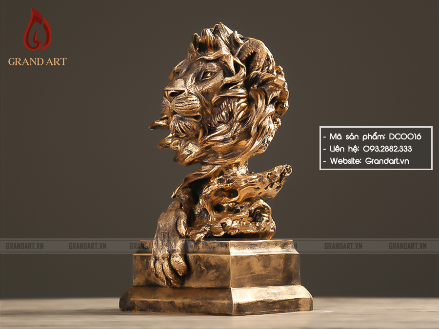 tượng đầu sư tử decor