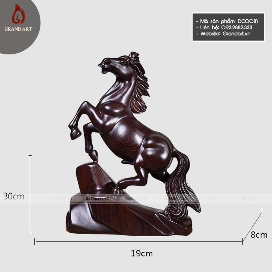 tượng ngựa bằng gỗ đàn hương đỏ - DC0081