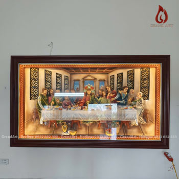 Tranh Phù Điêu Công Giáo Bữa Tiệc Ly - Bữa Ăn Cuối Cùng Bằng Composite Khổ 2m07 x 1m27