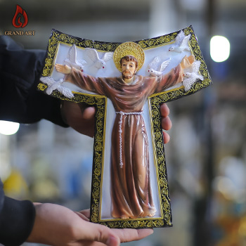 Tượng Thánh Phancico Assisi Bằng Composite Cao 27cm
