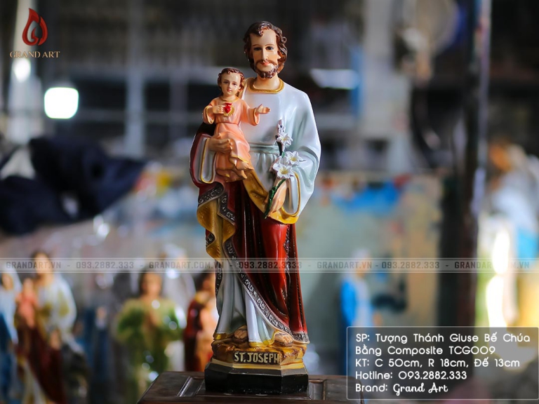 Tượng Giuse Bế Chúa Bằng Composite Cao 50cm