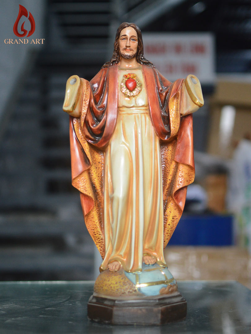 Tượng Chúa Kito Vua Bằng Composite Cao 40Cm Vẽ Giả Cổ 8 Tượng Chúa Kito Vua bằng composite vẽ giả cổ cao 40cm