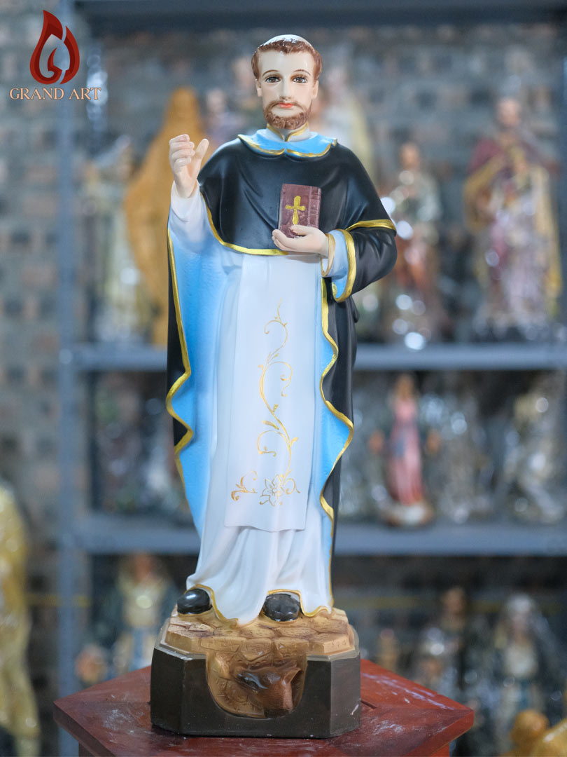 Tượng Thánh Đa Minh bằng composite sơn màu cao 60cm