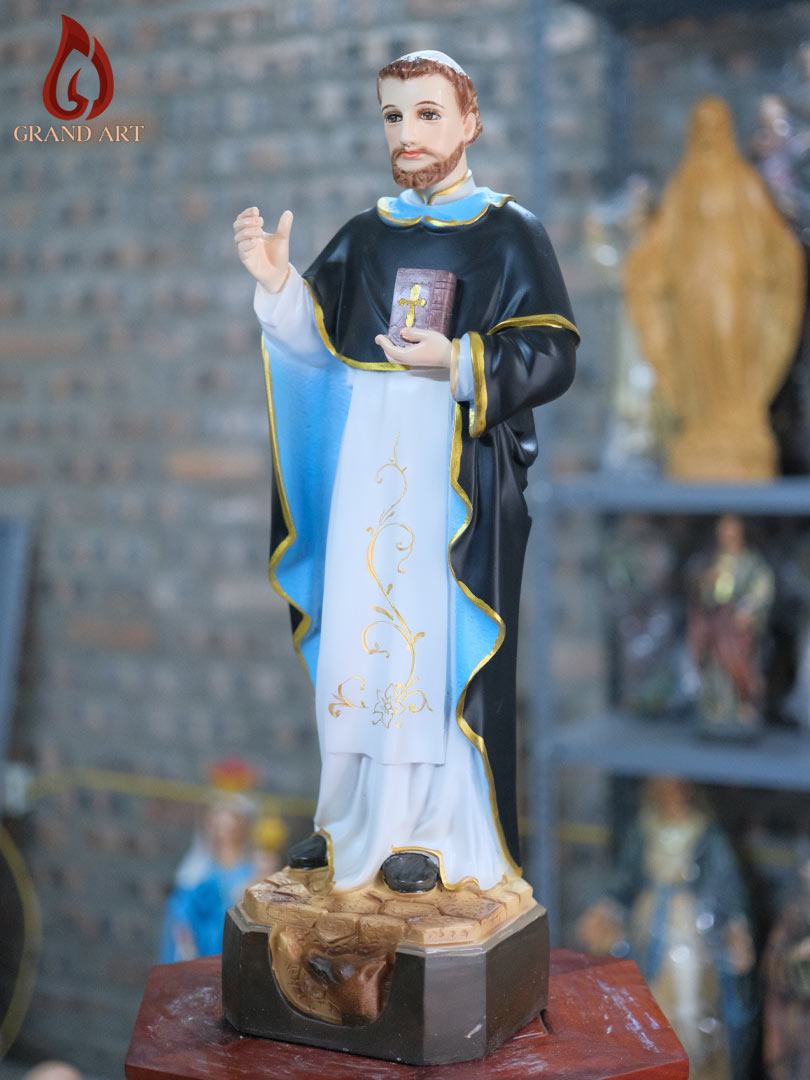 Tượng Thánh Đa Minh bằng composite sơn màu cao 60cm