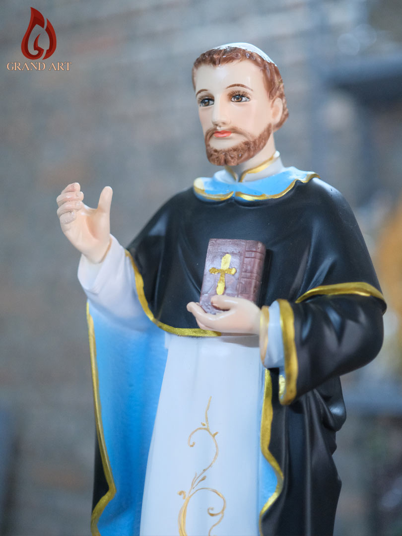 Tượng Thánh Đa Minh bằng composite sơn màu cao 60cm