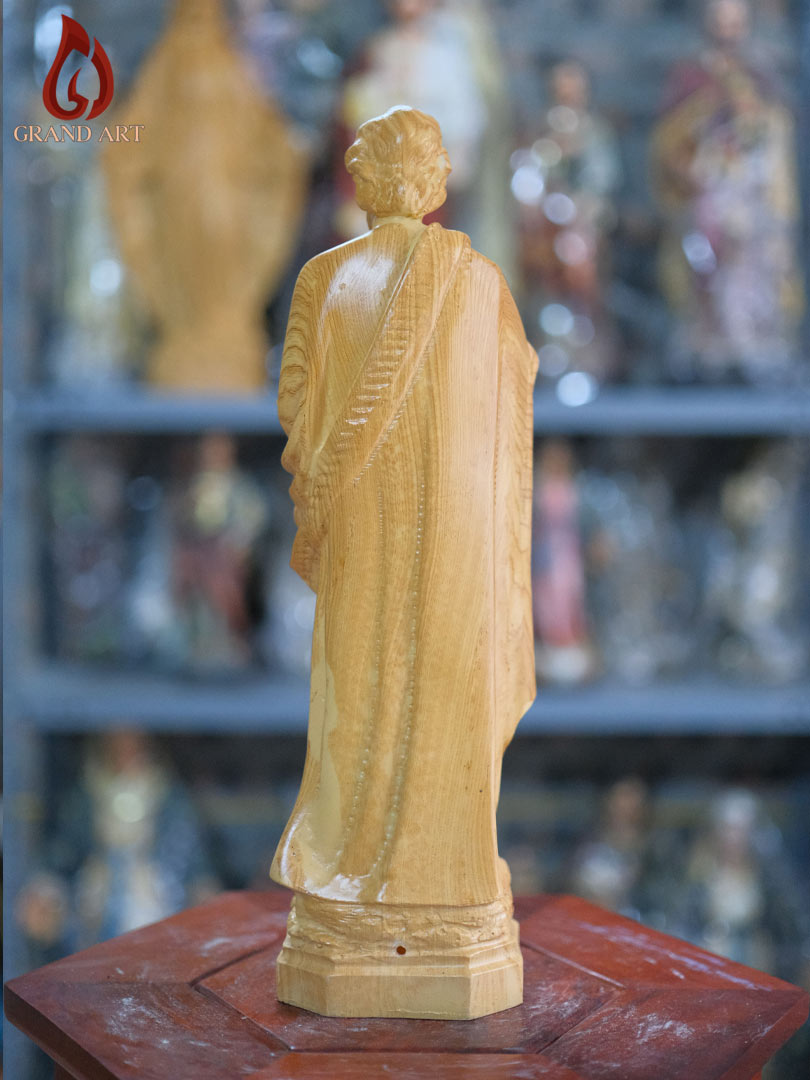 Tượng Thánh Giuse Hoa Huệ Bằng Composite Giả Gỗ Cao 40cm