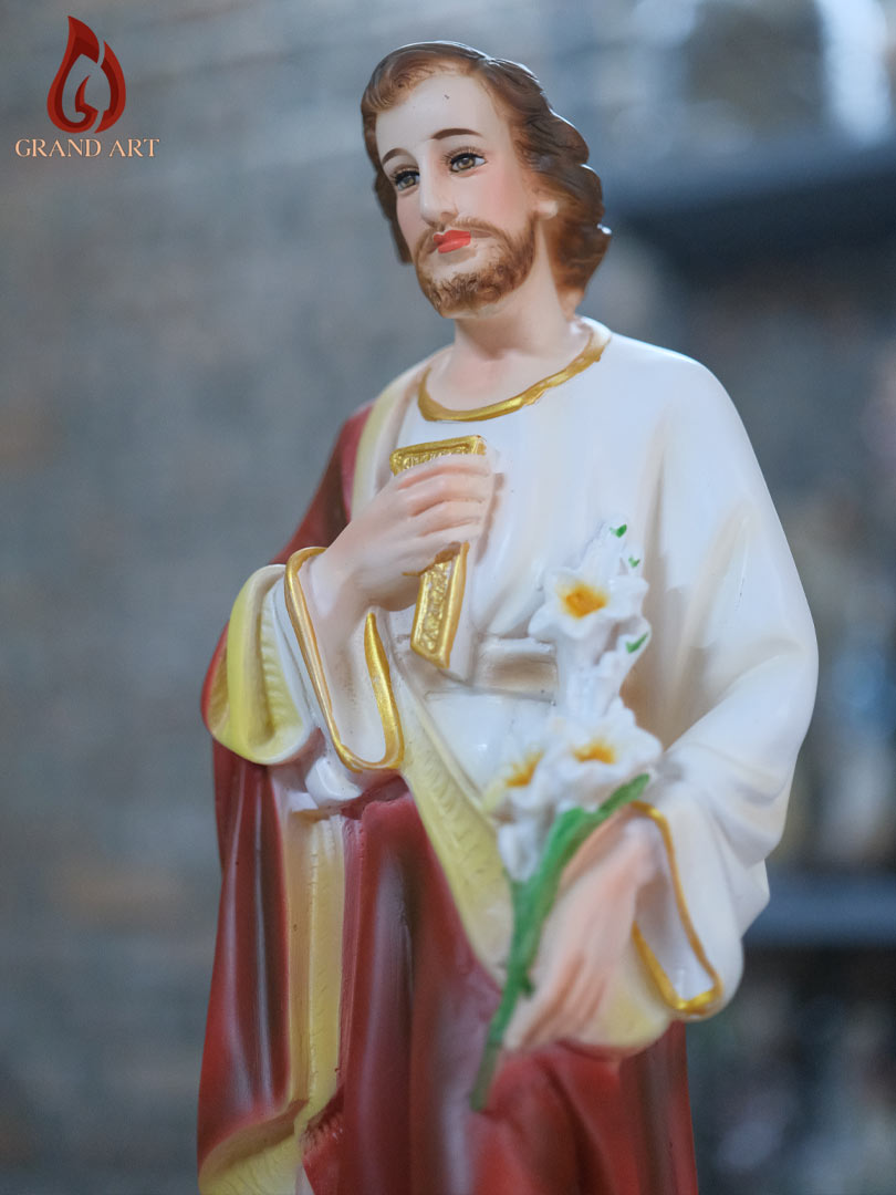 Tượng Thánh Giuse Hoa Huệ Bằng Composite Sơn Màu Cao 50cm
