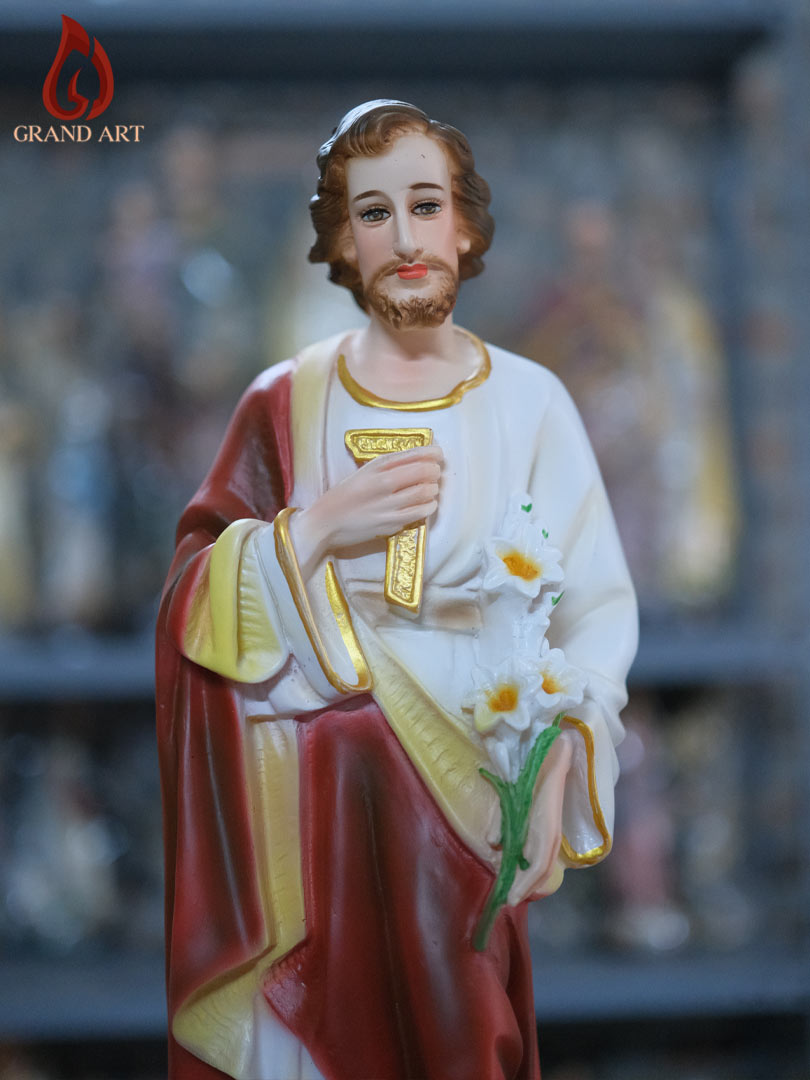 Tượng Thánh Giuse Hoa Huệ Bằng Composite Sơn Màu Cao 50cm