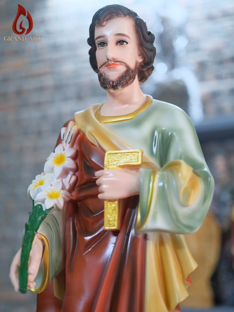 Tượng Thánh Giuse Hoa Huệ Bằng Composite Sơn Màu Cao 80cm