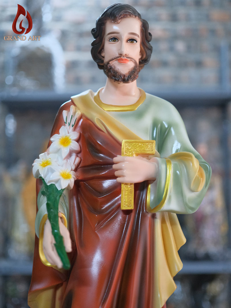 Tượng Thánh Giuse Hoa Huệ Bằng Composite Sơn Màu Cao 80cm
