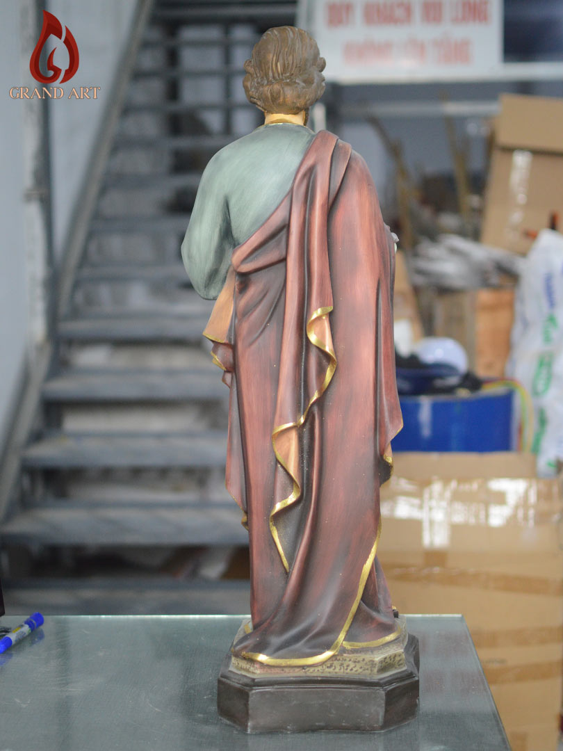 Tượng Thánh Giuse Hoa Huệ Bằng Composite Vẽ Giả Cổ Cao 80cm