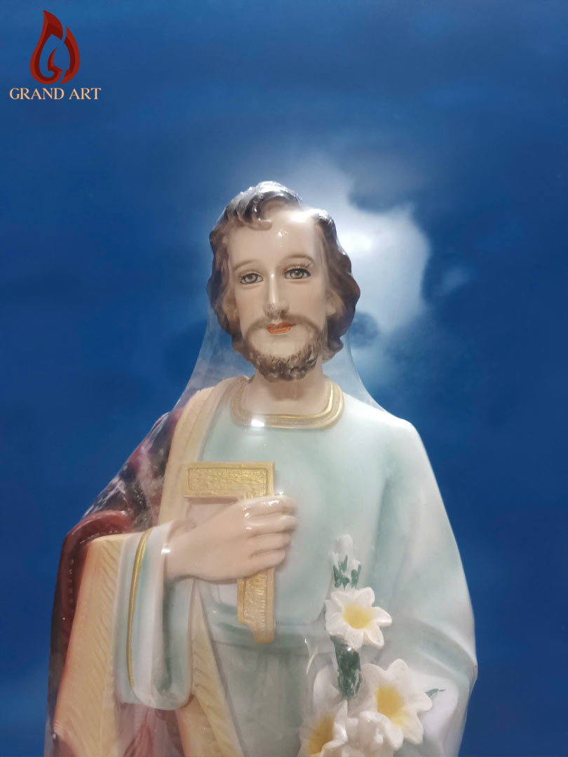 Tượng Thánh Giuse Hoa Huệ Bằng Composite Sơn Màu Cao 60cm