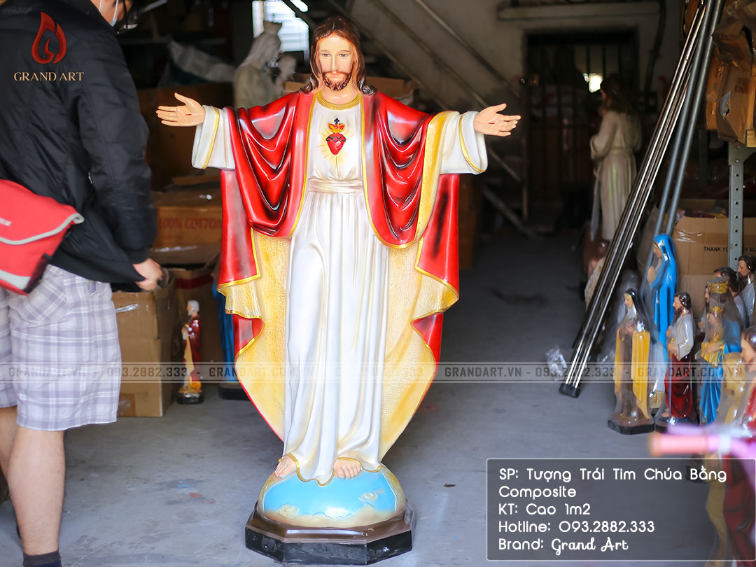 Tượng Công Giáo - tượng thánh Trái Tim Chúa bằng composite cao 1m2