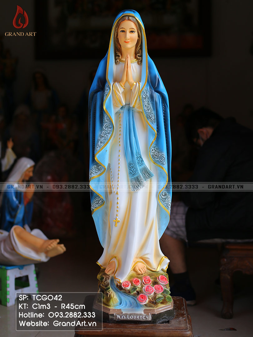 Tượng Công Giáo - tượng Đức Mẹ Lộ Đức bằng composite cao 1m3