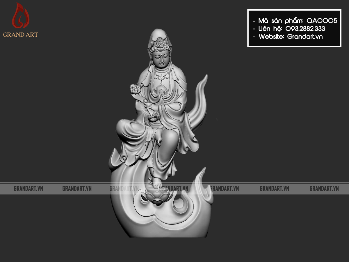 tượng Phật Bà Quan Âm Bồ Tát cầm gậy Như Ý - QA0005