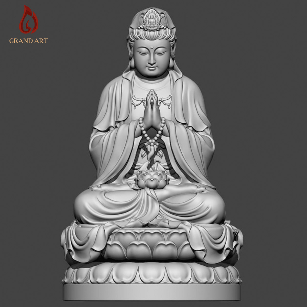 Tượng Phật Bà Quan Thế Âm Bồ Tát Dáng Ngồi Đài Sen - Qa0001