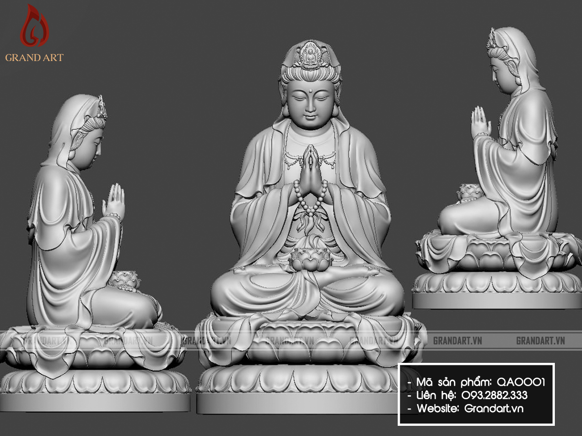 Tượng Phật Bà Quan Thế Âm Bồ Tát Dáng Ngồi - QA0001