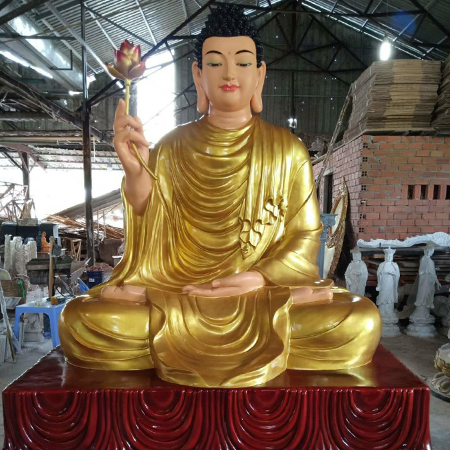 Tượng Phật Thích Ca Ngồi Đế Vuông Bằng Composite - TC0005
