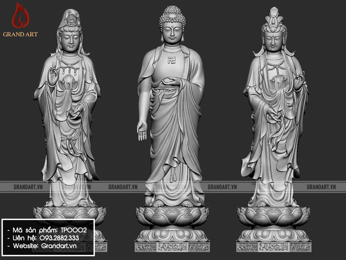 bộ tượng Phật Tây Phương Tam Thánh - TP0002