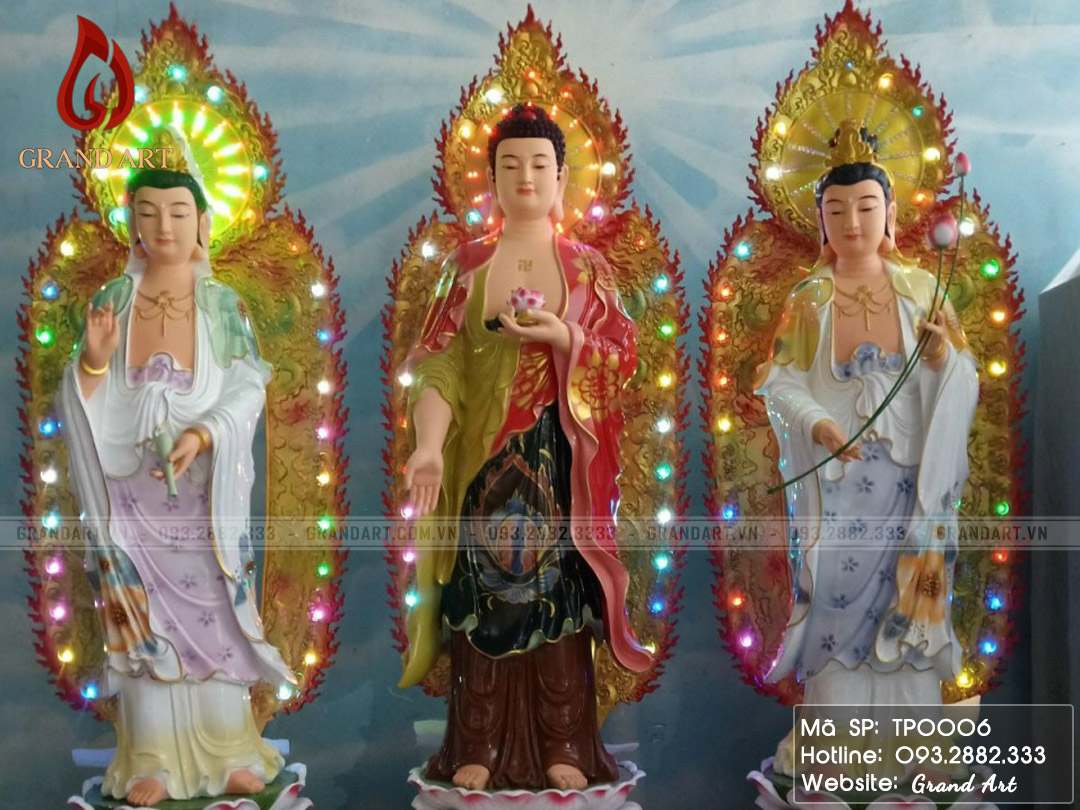 địa chỉ bán tượng Phật Tây Phương Tam Thánh bằng thạc cao, composite