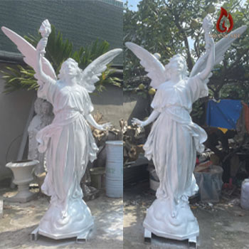 Đôi Tượng Thiên Thần Cầm Đuốc Bằng Composite Cao 2m3