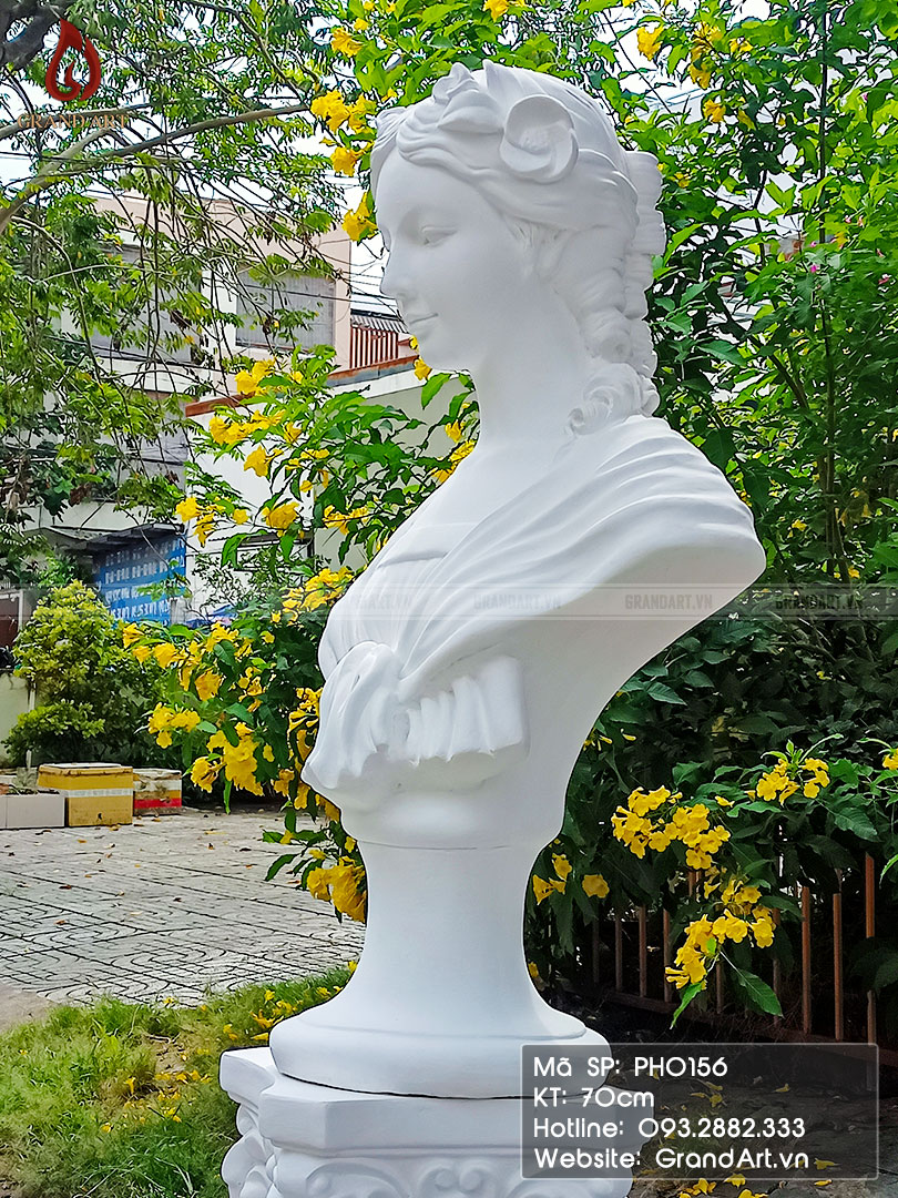 tượng bán thân - đầu tượng thạch cao cô gái hoa hồng