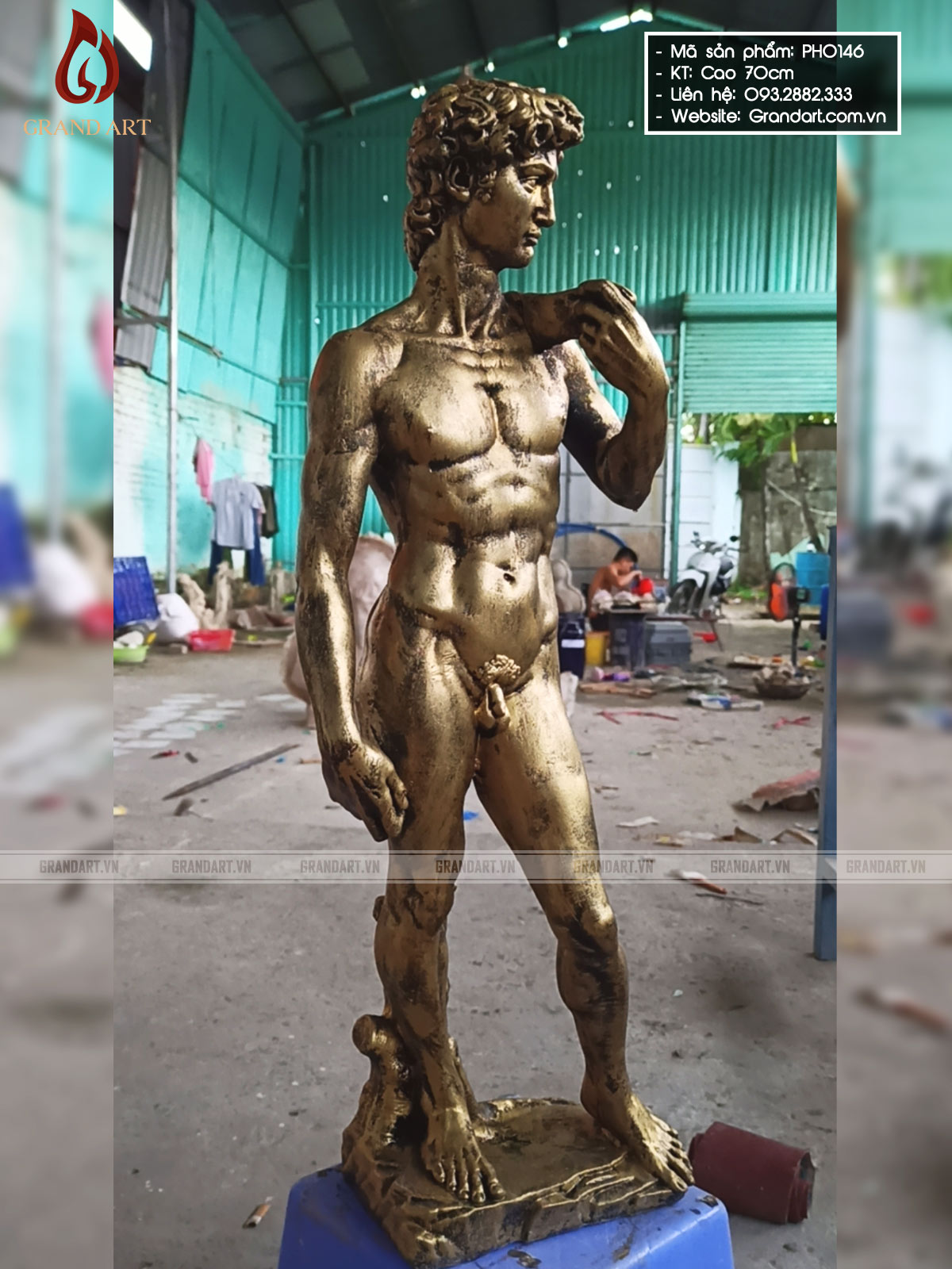 tượng David bằng composite màu giả cổ cao 70cm