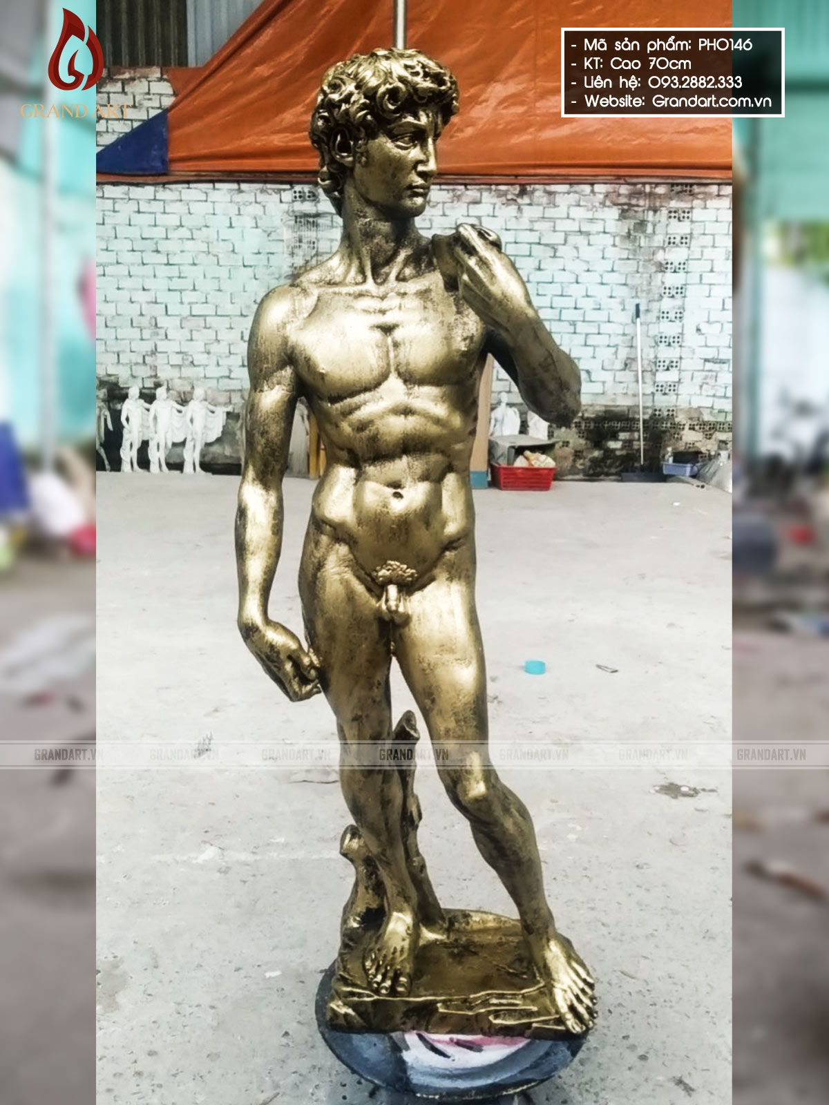 tượng David bằng composite màu giả cổ cao 70cm
