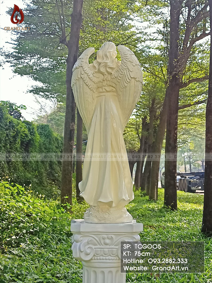 tượng thiên thần và chim bồ câu bằng composite cao 75cm