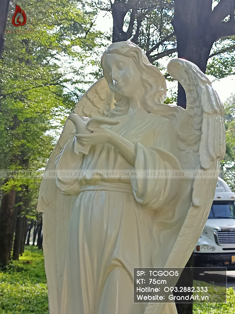 Tượng thiên thần và chim bồ câu bằng composite cao 75cm