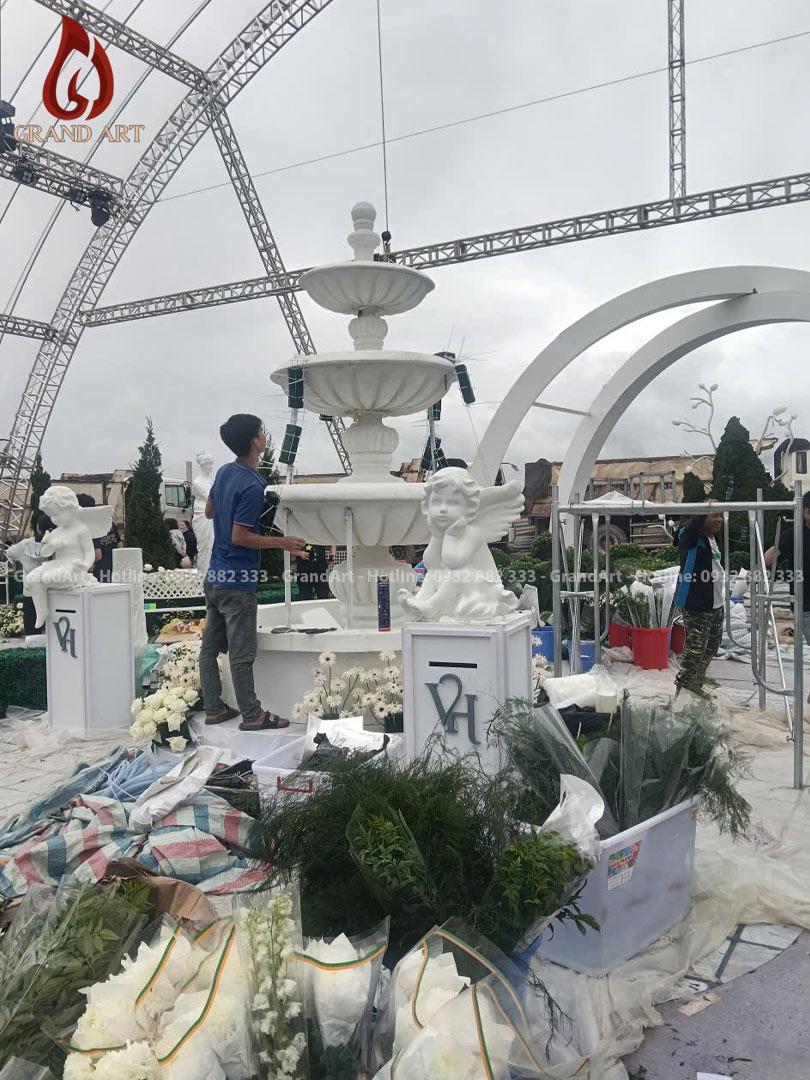 lắp đặt và trang trí tượng đám cưới của Hoa hậu Đỗ Thị Hà và Doanh nhân Nguyễn Viết Vương 