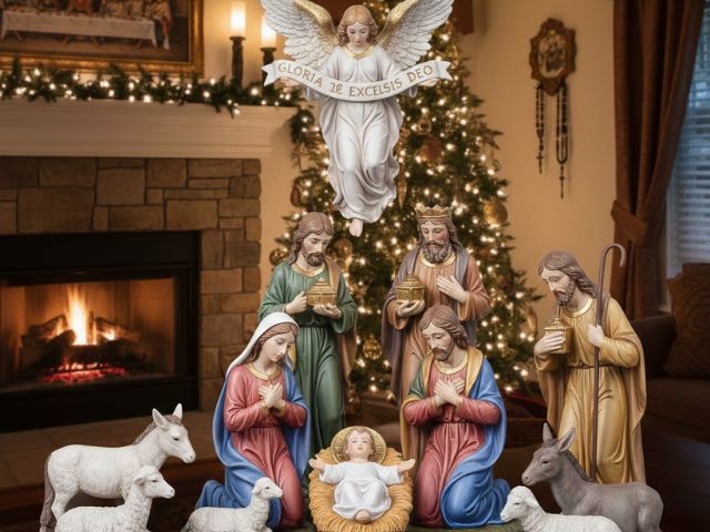 tượng chúa giáng sinh trang trí không gian gia đình công giáo