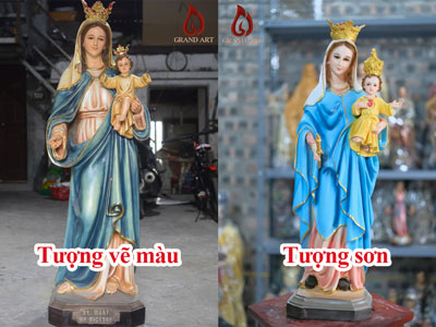 Sự khác biệt giữa Tượng Công Giáo bằng composite sơn màu và vẽ màu