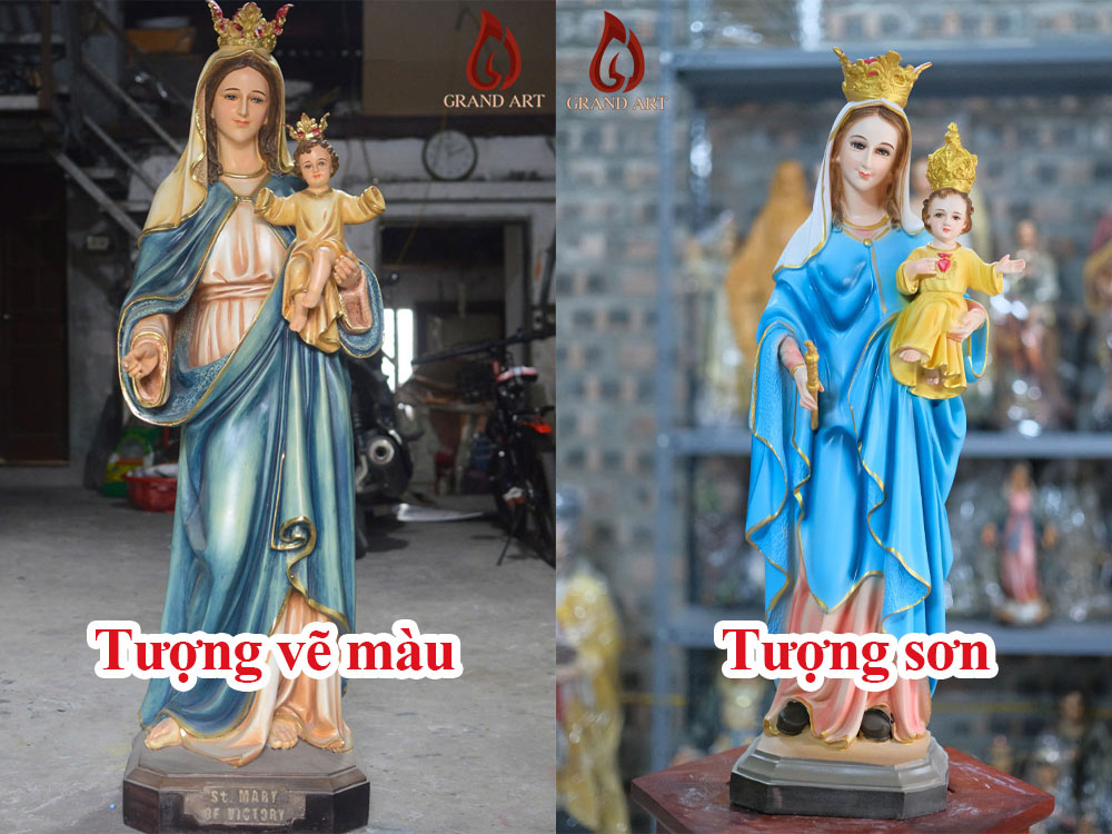 Tượng Công Giáo sơn và vẽ màu khác nhau như nào?